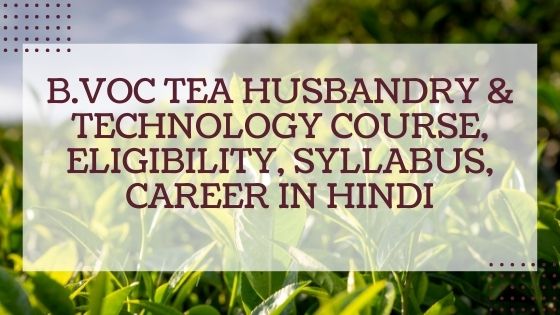 B.Voc Tea Husbandry & Technology course, Eligibility, Syllabus, Career in Hindi